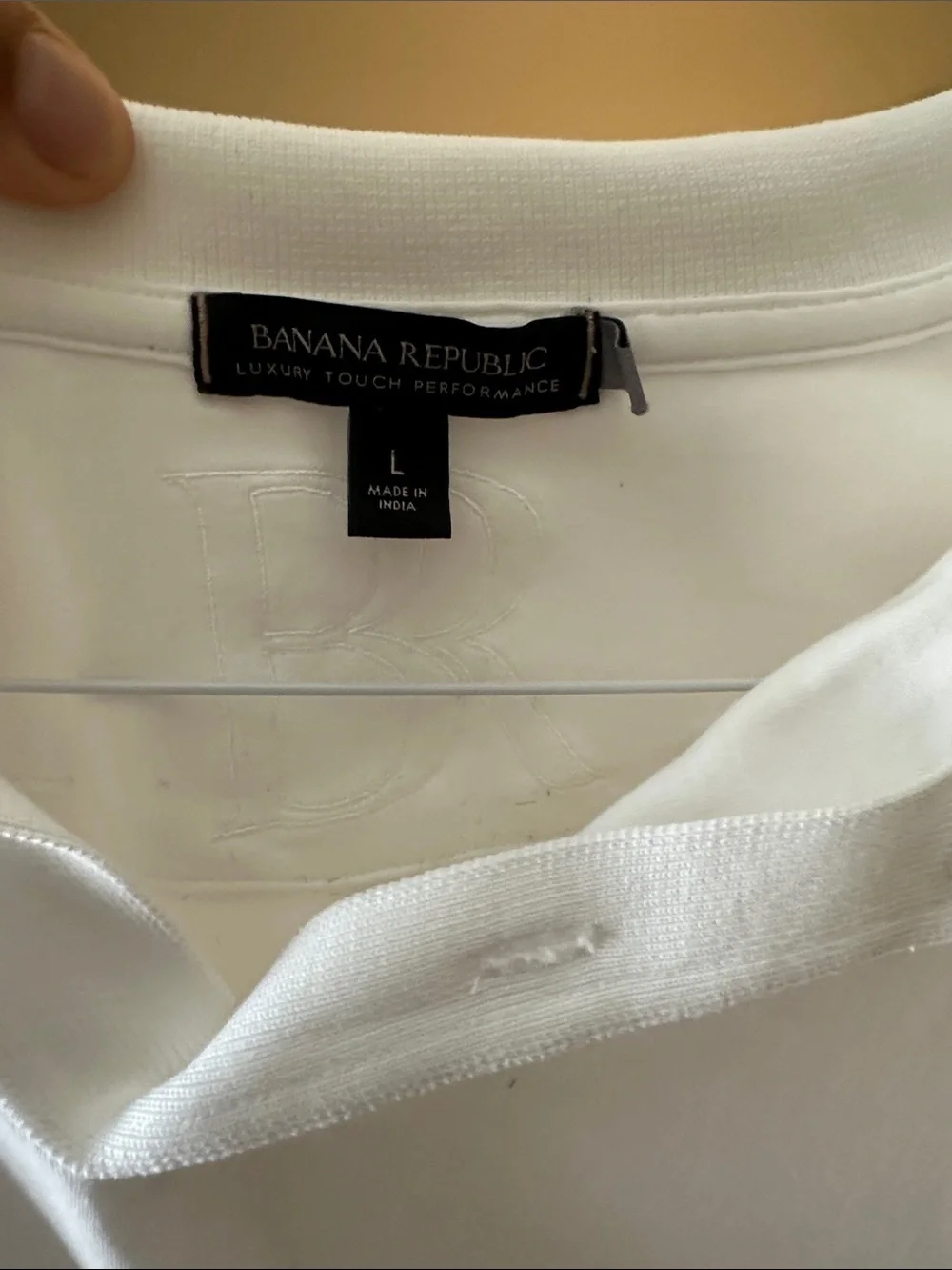 Banana Republic White Embossed BR Crew Neck Tee